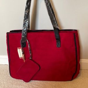 Elizabeth Arden red velvet vacation bag